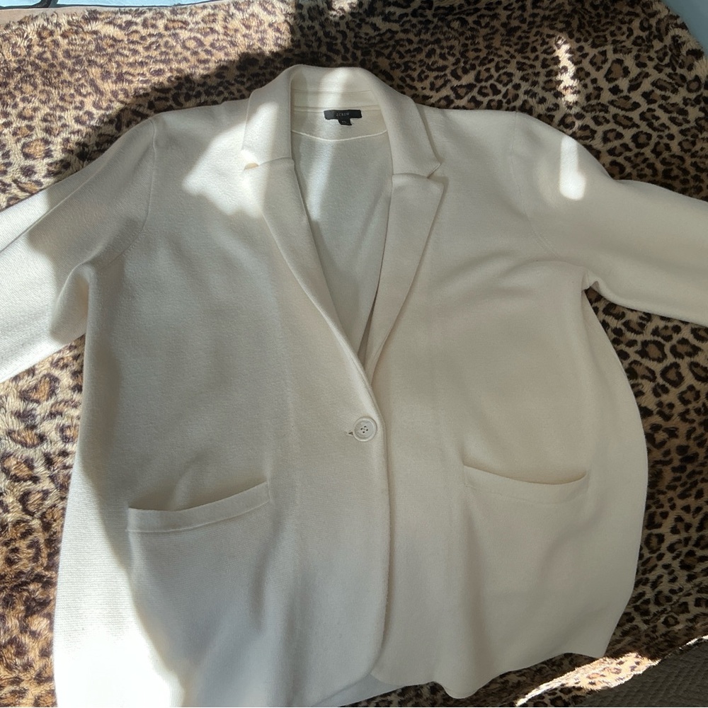 J Crew Sweater Blazer, Ivory, XL